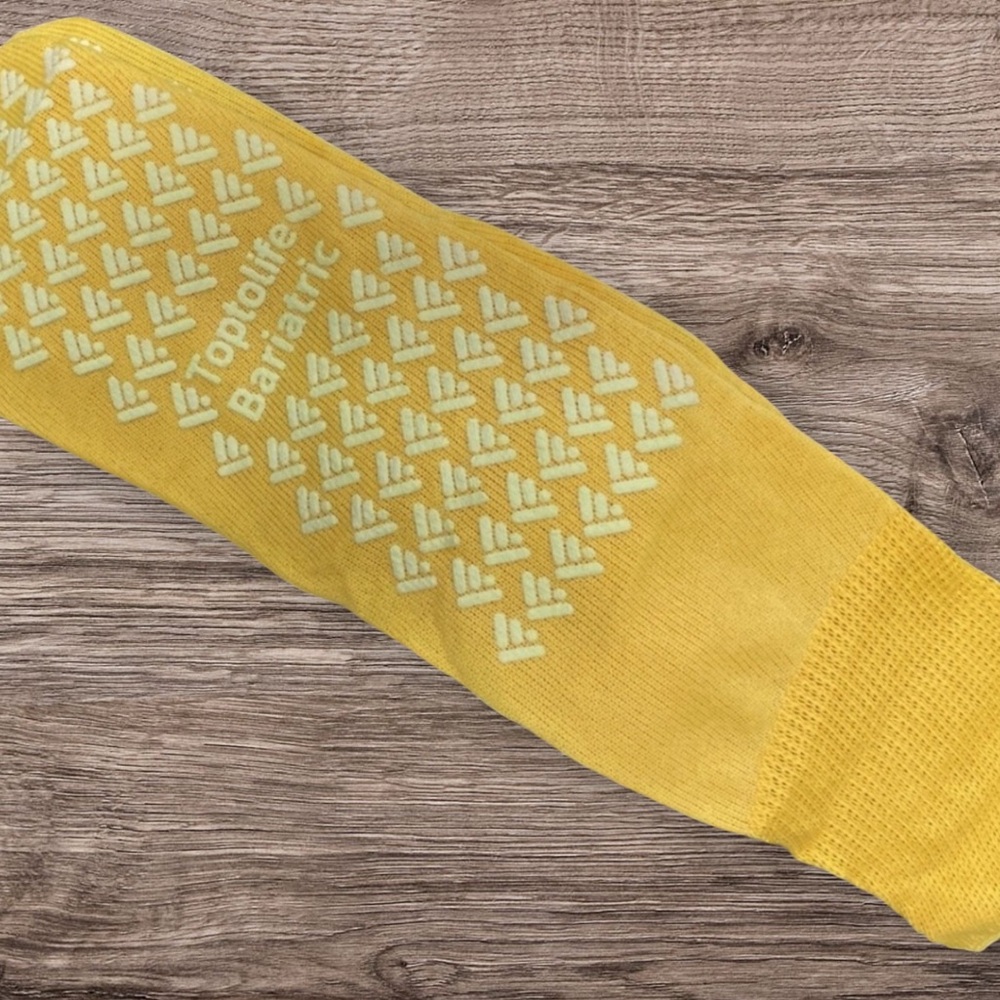 Top to Life XL Patient Slippers Yellow Double Tread Fall Risk Non-Slip Socks NWT
